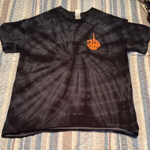 NWOT Skeleton Middle Finger Black and Orange Tie-Dye Short Sleeve Tee